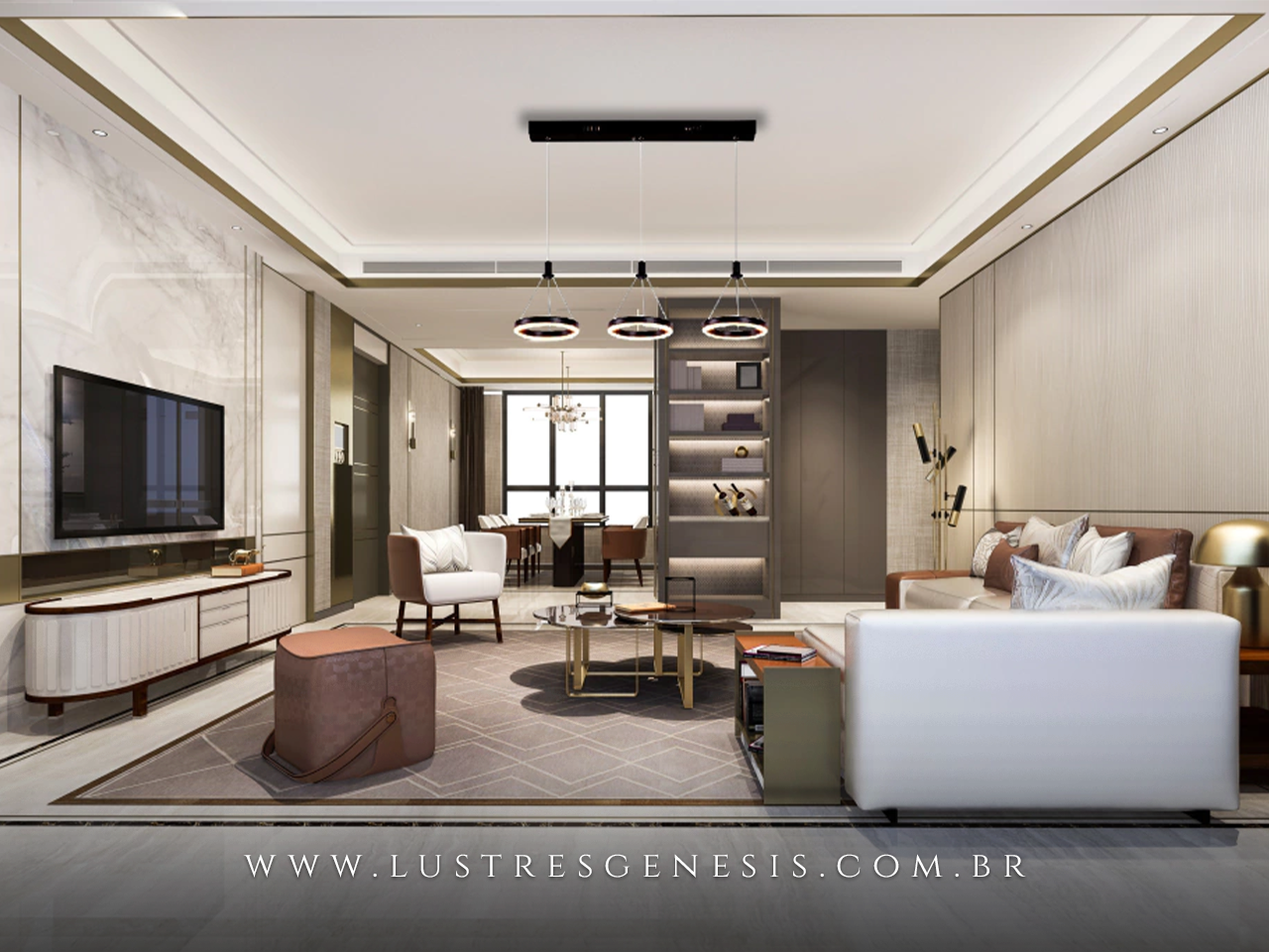 Lustre pendente de LED moderno Constelação com três aros pretos suspensos, ideal para sala de jantar, quartos, sala de estar, escritórios e apartamentos.